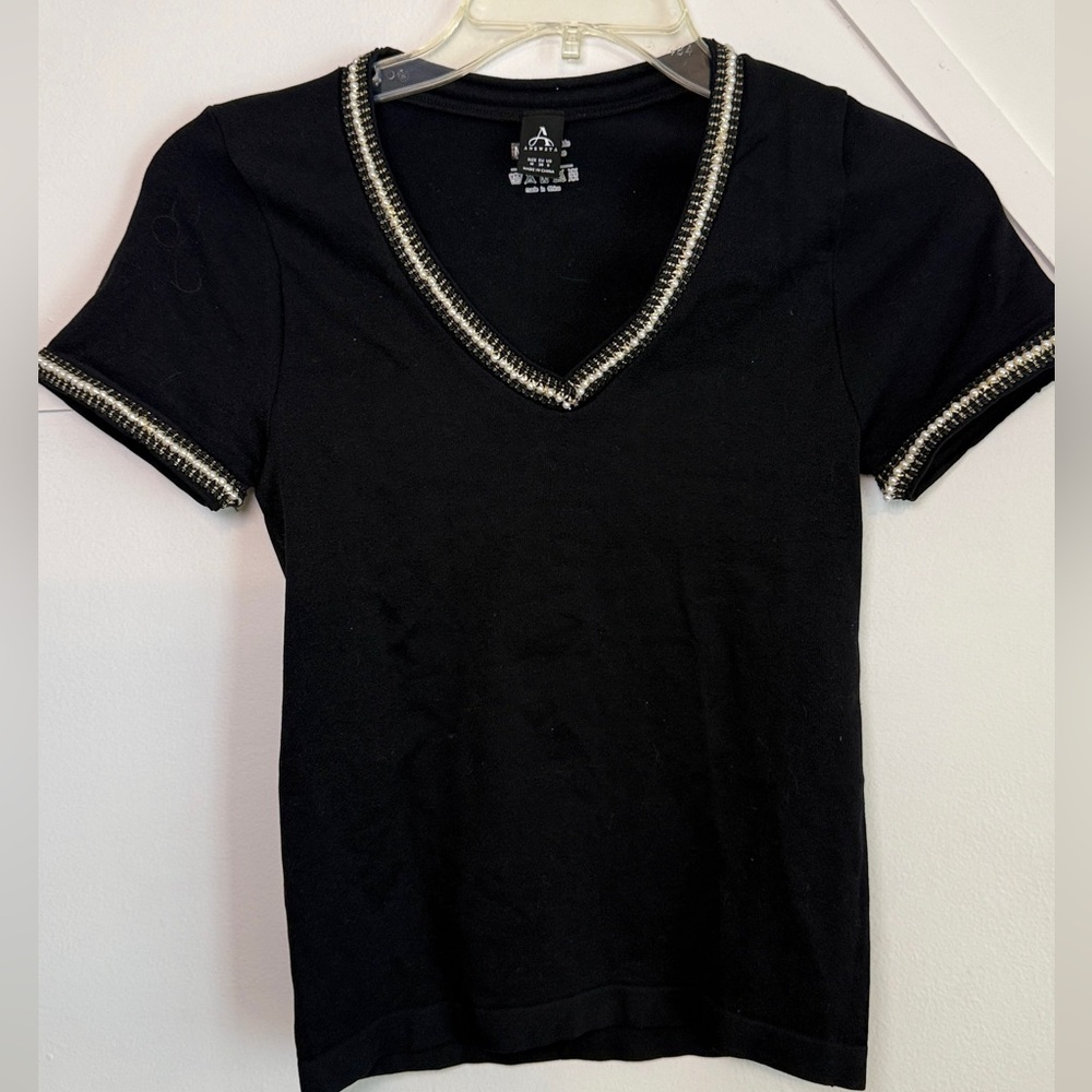 Black V-Neck Women Top